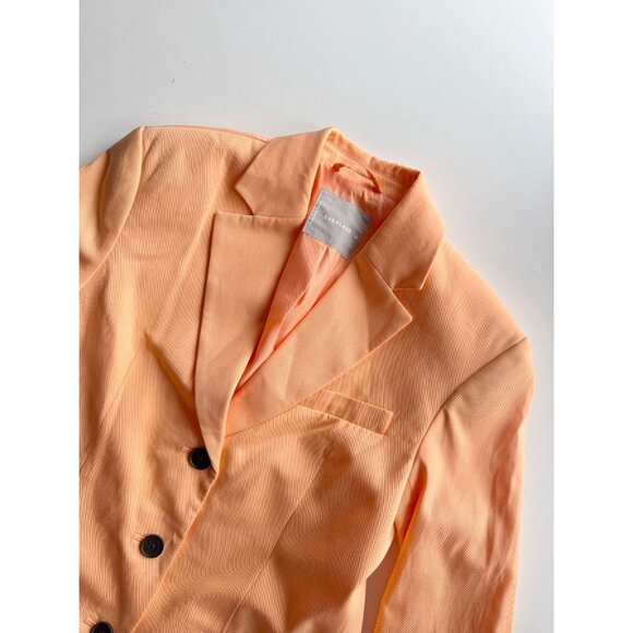 EVERLANE 80's Orange Chiffon Twill Oversized Single Breasted Blazer, Size 00 - Picture 6 of 16